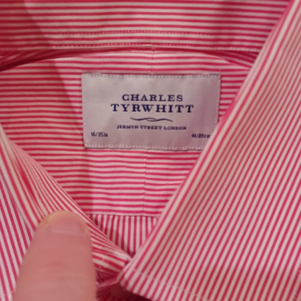 Charles Tyrwhitt 16-35 Red Striped Shirt.  Size 16-35